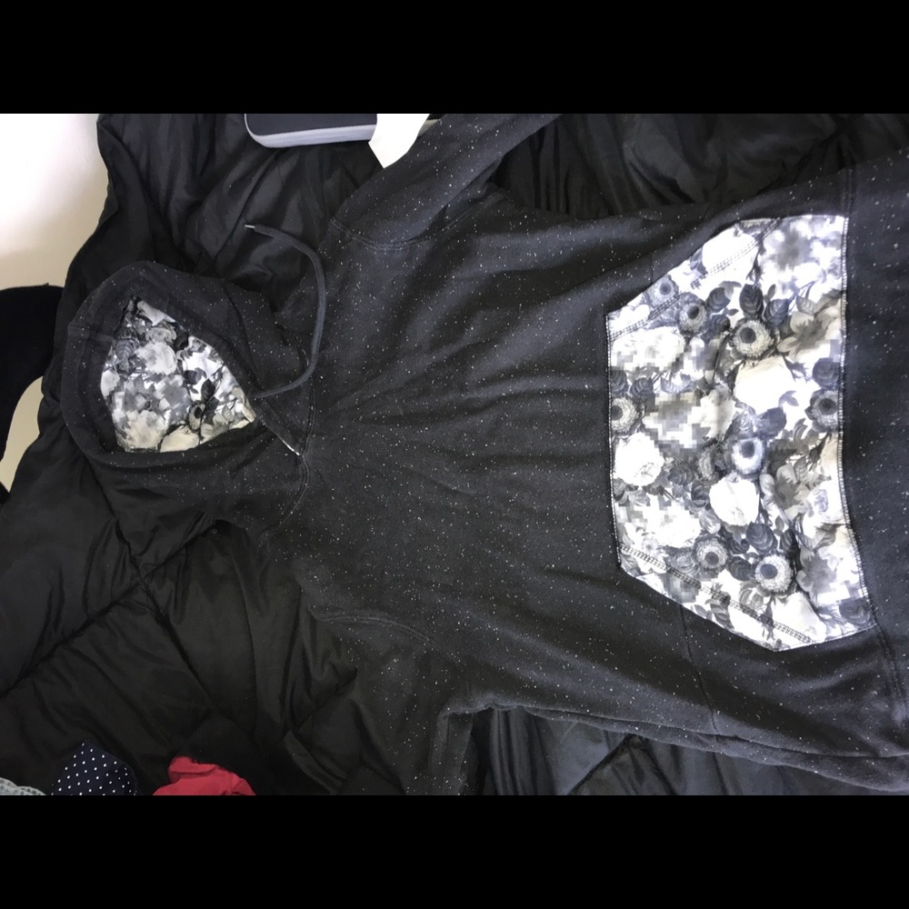 Black floral hoodie